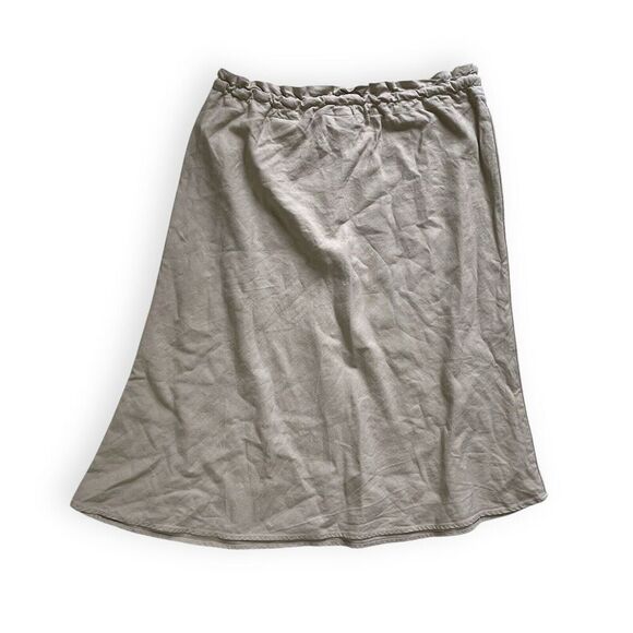 H&M Linen-Viscose Asymmetric Knit Midi Skirt Womens 4 S Pull-On Beach Beige - Picture 2 of 9